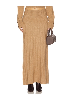 NAADAM Premium Cashmino Ribbed Skirt in Brown. Size L. Also in M, S.