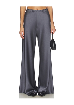 La Ligne Double Faced Satin Colby Pant in Charcoal. Size L. Also in M, S, XL.