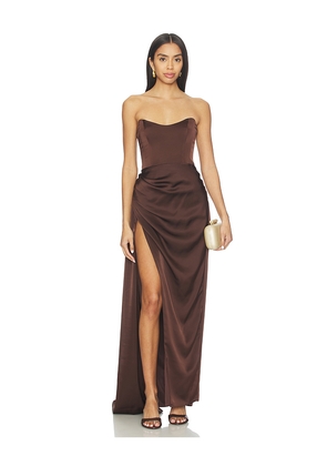 Katie May Bita Gown in Chocolate. Size M. Also in XXS, XS, S, L, XL.