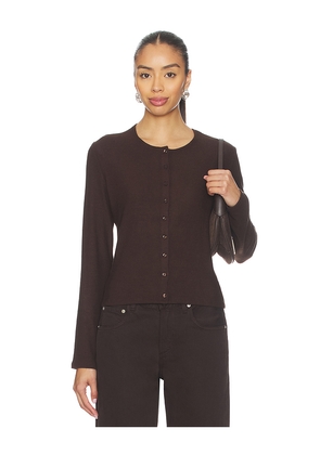 LESET Lauren Classic Cardigan in Chocolate. Size L. Also in M, S, XL, XS.