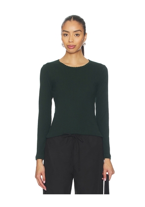 LESET Pointelle Slim Fit Long Sleeve in Dark Green. Size L. Also in M, S, XS.