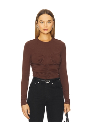 MADISON THE LABEL Estelle Top in Chocolate. Size L. Also in XS, S, M, XL.