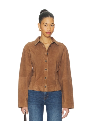 L'Academie By Marianna Dara Suede Button-down Shirt in Brown. Size L. Also in XXS, XS, S, M, XL.