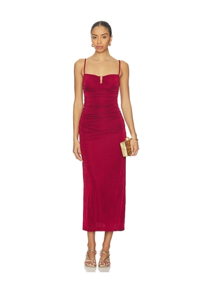 MINKPINK Maya Midi Dress in Wine. Size L. Also in XS, S, M.