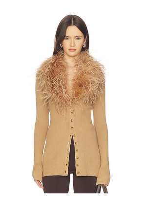 Lovers and Friends Jovana Feather Cardigan in Brown. Size M. Also in XS, S.