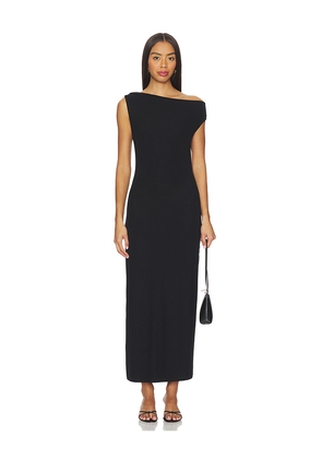 LESET Lauren Ruched Asymmetrical Shoulder Dress in Black. Size M. Also in XS, S.