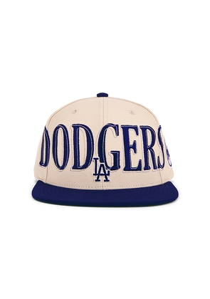 Mitchell & Ness MLB Dodgers Across The Board Snapback Hat in Cream.