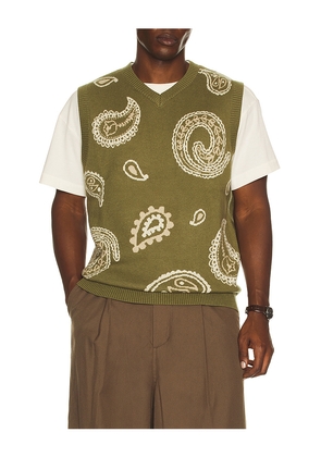Malbon Golf Paisley Sweater Vest in Olive. Size L. Also in S, M, XL/1X.