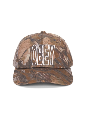 Obey Outline Pigment 6 Panel Velcro Back Hat in Green.