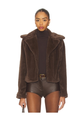 MORE TO COME Payton Faux Fur Jacket in Brown. Size L. Also in M, S, XS, XXS.