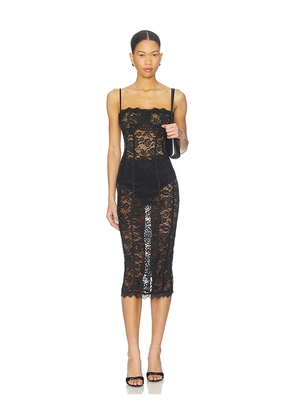 MORE TO COME Esme Corset Midi Dress in Black. Size L. Also in XXS, XS, S.