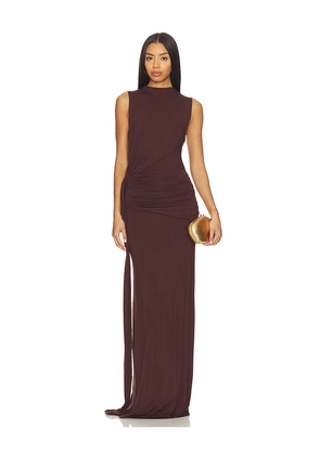 MORE TO COME Stacie Maxi Dress in Brown. Size L. Also in XXS, XS, S, M.