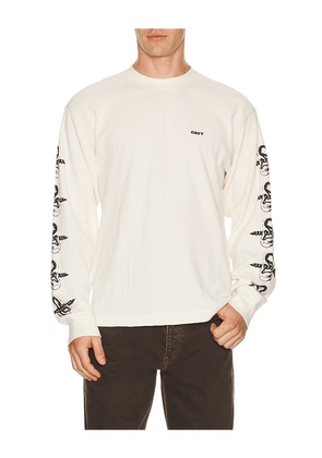 Obey Ears Long Sleeve Thermal Tee in White. Size L. Also in S, M, XL/1X.