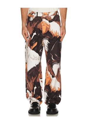 Obey Classic Baggy Printed Denim Pants in Brown. Size 30. Also in 31, 32, 33, 34, 36.