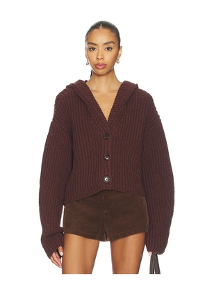 Lovers and Friends Anika Hooded Cardigan in Chocolate. Size L. Also in XS, XXS, S, M, XL.
