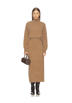L'Academie By Marianna Leslia Belted Midi Dress in Brown. Size L. Also in XXS.