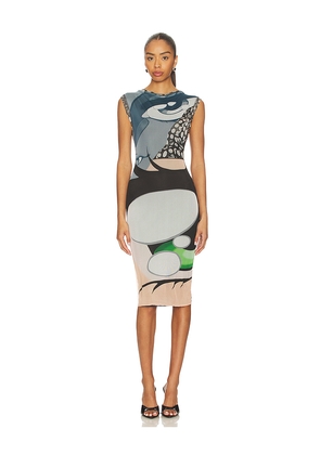 Ottolinger Mesh Pencil Dress in Grey. Size L. Also in M, S, XS.