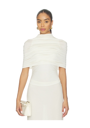 Lapointe Mock Neck Ruched Top in Cream. Size L. Also in S, M.