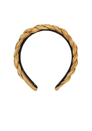Lele Sadoughi Juliet Pleated Headband in Metallic Gold.