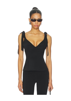 MORE TO COME Brixley Deep V Top in Black. Size L. Also in M, XL.