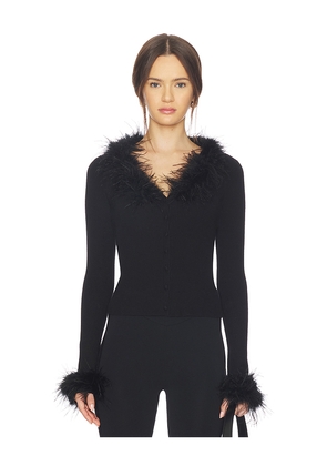 MAJORELLE Lela Feather Cardigan in Black. Size M. Also in XS, S.