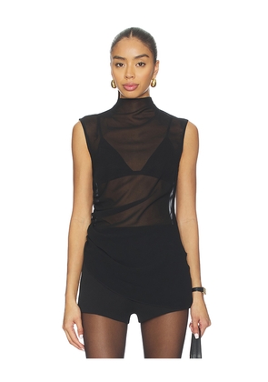 Lapointe Mock Neck Ruched Top in Black. Size 2. Also in 4, 6.