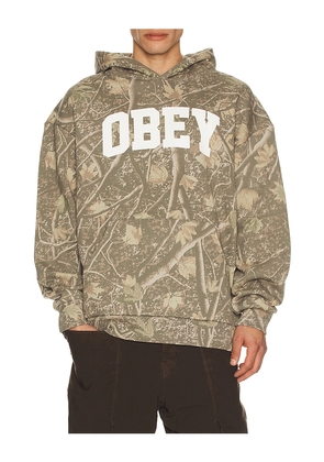 Obey Collegiate Hoodie in Brown. Size L. Also in S, M, XL/1X.