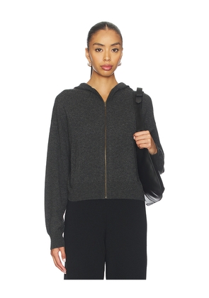 Lisa Yang Ilie Zip Hooded Sweater in Charcoal. Size 0. Also in 1, 2.