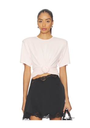 Magda Butrym Tie Front T-Shirt in Blush. Size 36. Also in 38, 40.