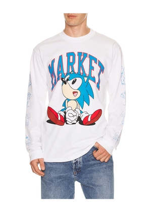 Market x Sonic Run Long Sleeve T-Shirt in White. Size L. Also in S, M.