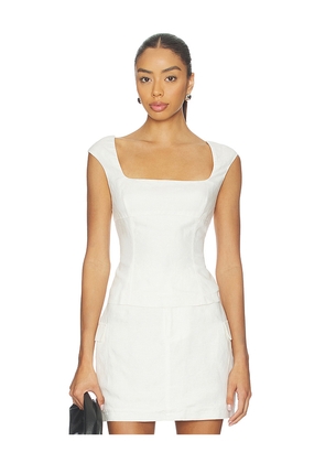 onia Linen Peplum Top in White. Size 10/L. Also in 2/XS, 4/S, 6/SM, 8/M, 12/XL.