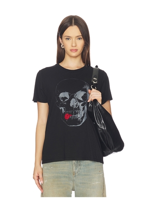 Lauren Moshi Crystal Tongue Skull Boyfriend Tee in Black. Size L. Also in XS, S, M.