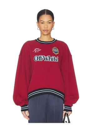 OFF-WHITE Sporty Over Crew Sweater in Red Dahlia in Red. Size L. Also in M, S.