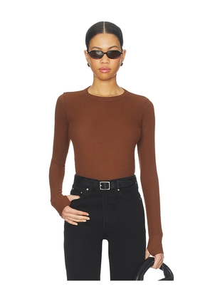 Michael Lauren Alick Longsleeve Fitted Top in Cognac. Size L. Also in XS, S, M, XL.