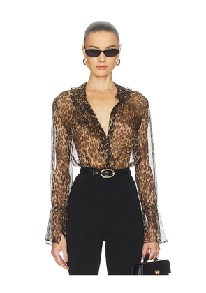 NILI LOTAN Cecily Shirt in Brown. Size L. Also in S.