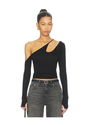 Michael Lauren Usher Asymmetrical Longsleeve Top in Black. Size L. Also in M, S, XS.