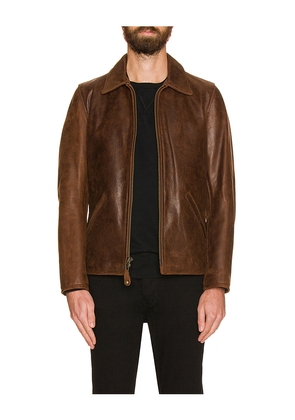 Schott Waxy Buffalo Leather Sunset Jacket in Brown. Size L. Also in S, M, XL.