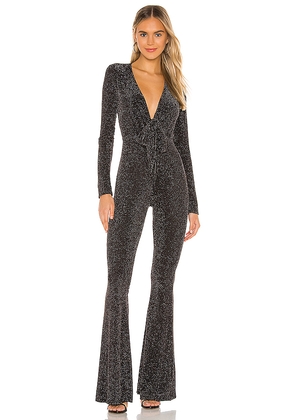 Show Me Your Mumu Martina Jumpsuit in Black,Metallic Silver. Size L. Also in XL.