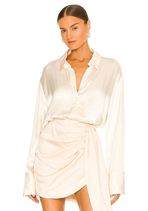 SNDYS Rising Satin Shirt in Cream. Size M. Also in XXS, L, XL, XXL.