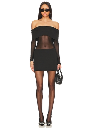superdown Elmina Sheer Mini Dress in Black. Size L. Also in XXS, XS, S, M, XL.