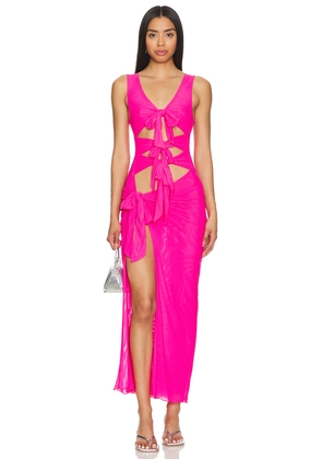 superdown Nelly Sheer Maxi Dress in Pink. Size S. Also in XS, XXS.