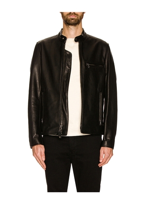 Schott Waxed Natural Pebbled Cowhide Cafe Leather Jacket in Black. Size M. Also in XL.