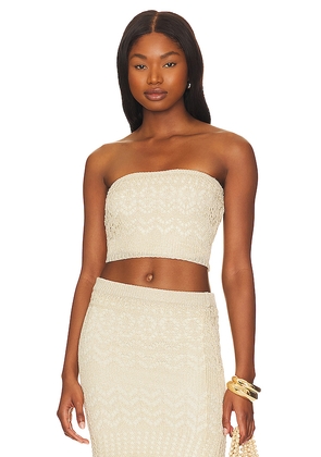 SNDYS x REVOLVE Strapless Crochet Top in Beige. Size XL. Also in XXL.