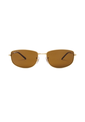 Ray-Ban RB3732 Polarized Oval Sunglasses in Brown.
