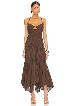 SNDYS Tahlia Dress in Brown. Size L. Also in S, XXS, XS, M, XL, XXL.