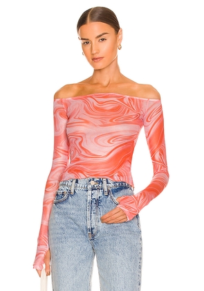 superdown Emmie Off Shoulder Top in Peach. Size S. Also in XXS, XS.