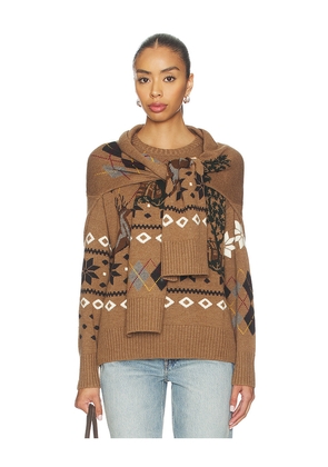 Monse Fair Isle Crewneck Sweater With Scarf in Brown. Size M/L. Also in XS/S.