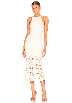 Tularosa Finley Crochet Midi Dress in Ivory. Size L. Also in S, XS, M.