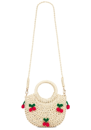 petit moments Cherry Straw Bag in Tan.