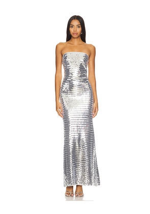 SIMONMILLER Sculpty Strapless Sequin Dress in Metallic Silver. Size 0. Also in 4, 6, 10, 12.